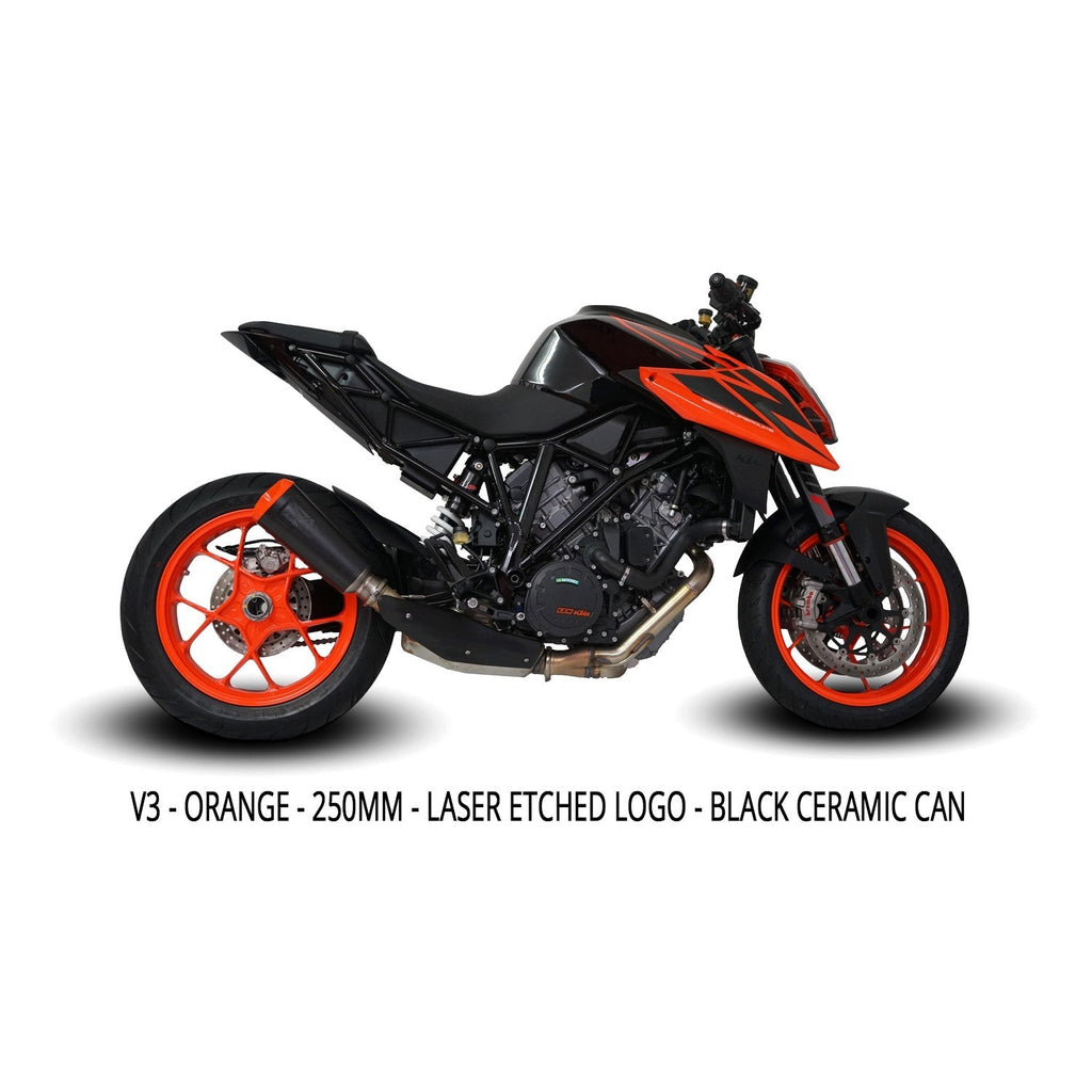 Austin Racing V3 BLACK 200mm ORANGE TIP    SLIP-ON 2014 - 2019 KTM SUPERDUKE 1290 R & 2016 - 2023 GT  AR52