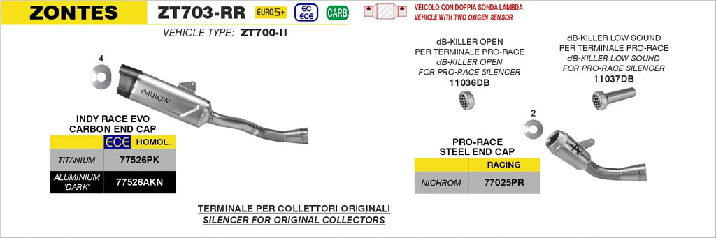 Arrow Nichrome ZT703-RR 2025/2026 Pro-Race Slip On 77026PRI