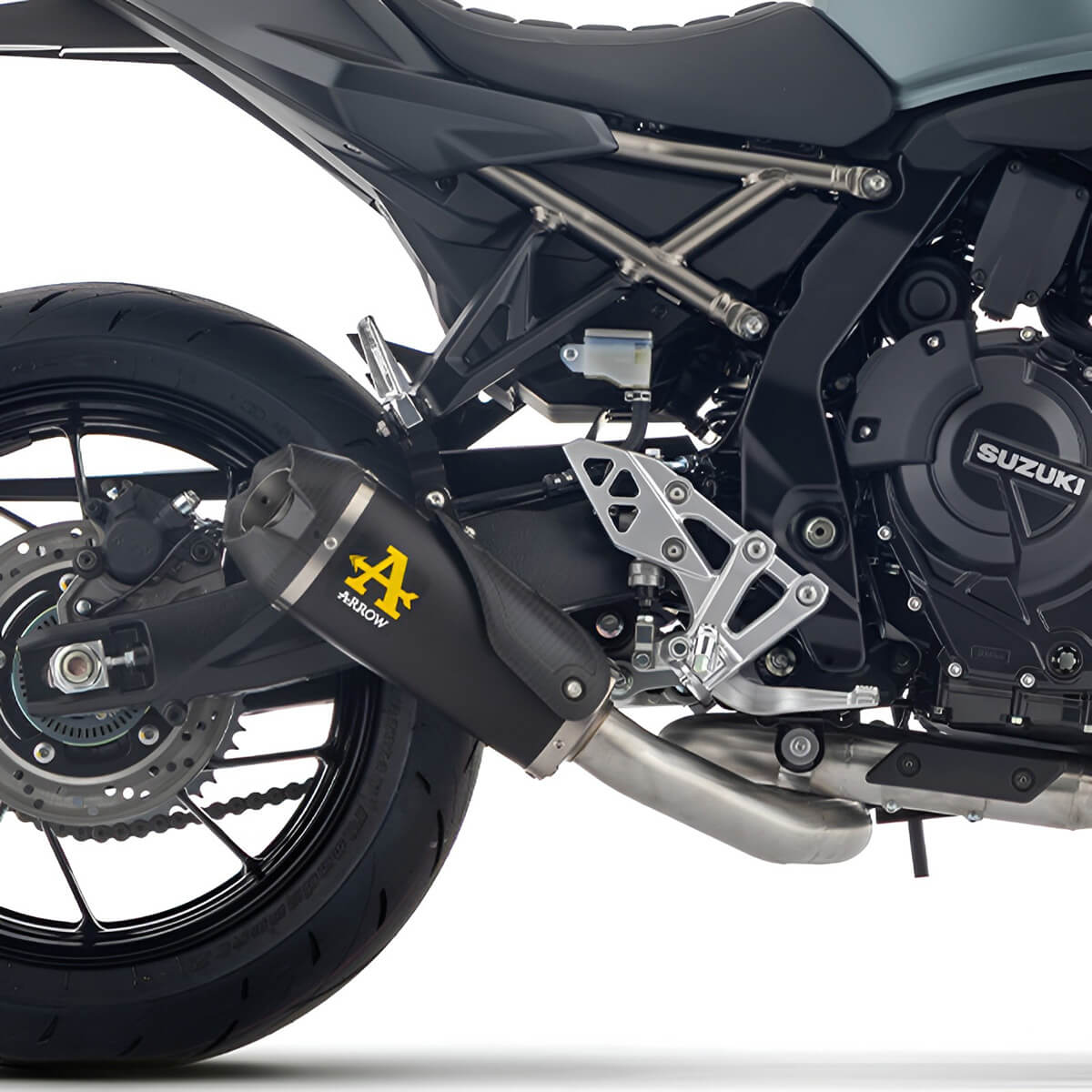 Arrow Works Slip-on Exhaust, Nichrome Dark for Suzuki GSX-8 R/S/T/TT 2023+