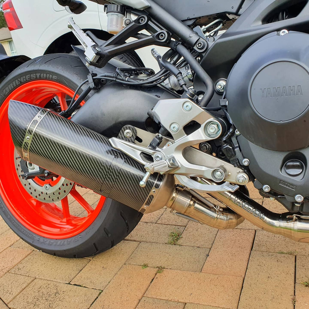 Vandemon  Yamaha MT09 FZ09 XSR900 2014-2020 Vandemon Titanium Doughnut Exhaust & Carbon Fibre Muffler 2016-20 YAMAMT09EXTI180A VA-78