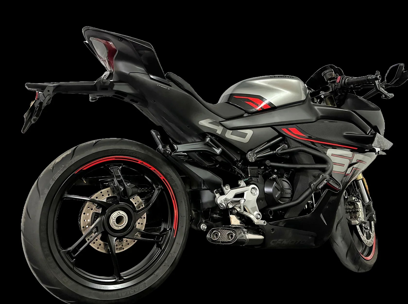 Vandemon CFMOTO 450SR & 450SR-S Low Mount Single Side Exit Exhaust System 2022-2025 CFMOTO450SRSLMSSEXHA VA-102