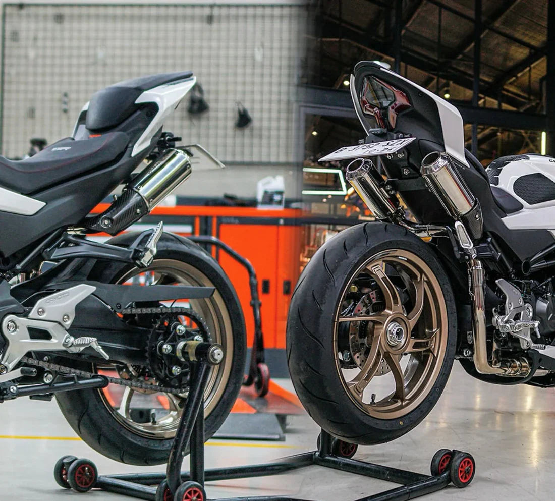 Vandemon CFMOTO single-sided swingarm  450SR-S 2023-2024 Stainless Steel / Titanium High Mount Exhaust System CFMOTO450SRSHMEXHC VA-8