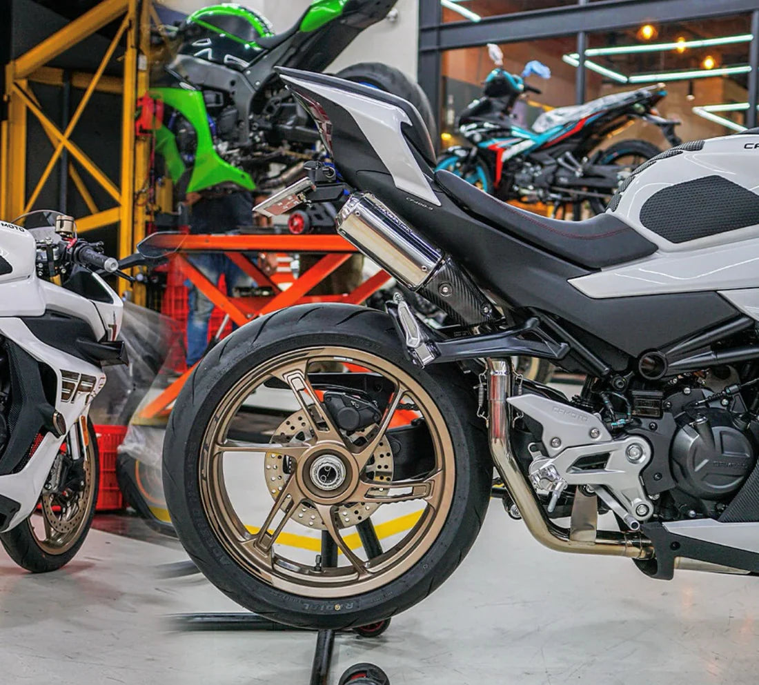 Vandemon CFMOTO single-sided swingarm  450SR-S 2023-2024 Stainless Steel / Titanium High Mount Exhaust System CFMOTO450SRSHMEXHC VA-8