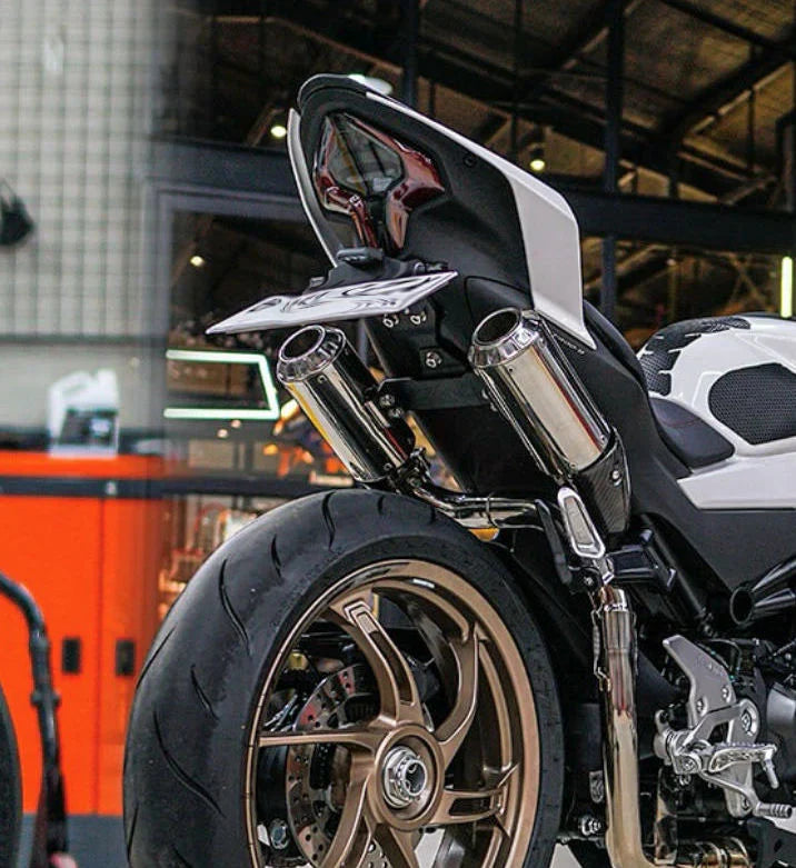 Vandemon CFMOTO single-sided swingarm  450SR-S 2023-2024 Stainless Steel / Titanium High Mount Exhaust System CFMOTO450SRSHMEXHC VA-8