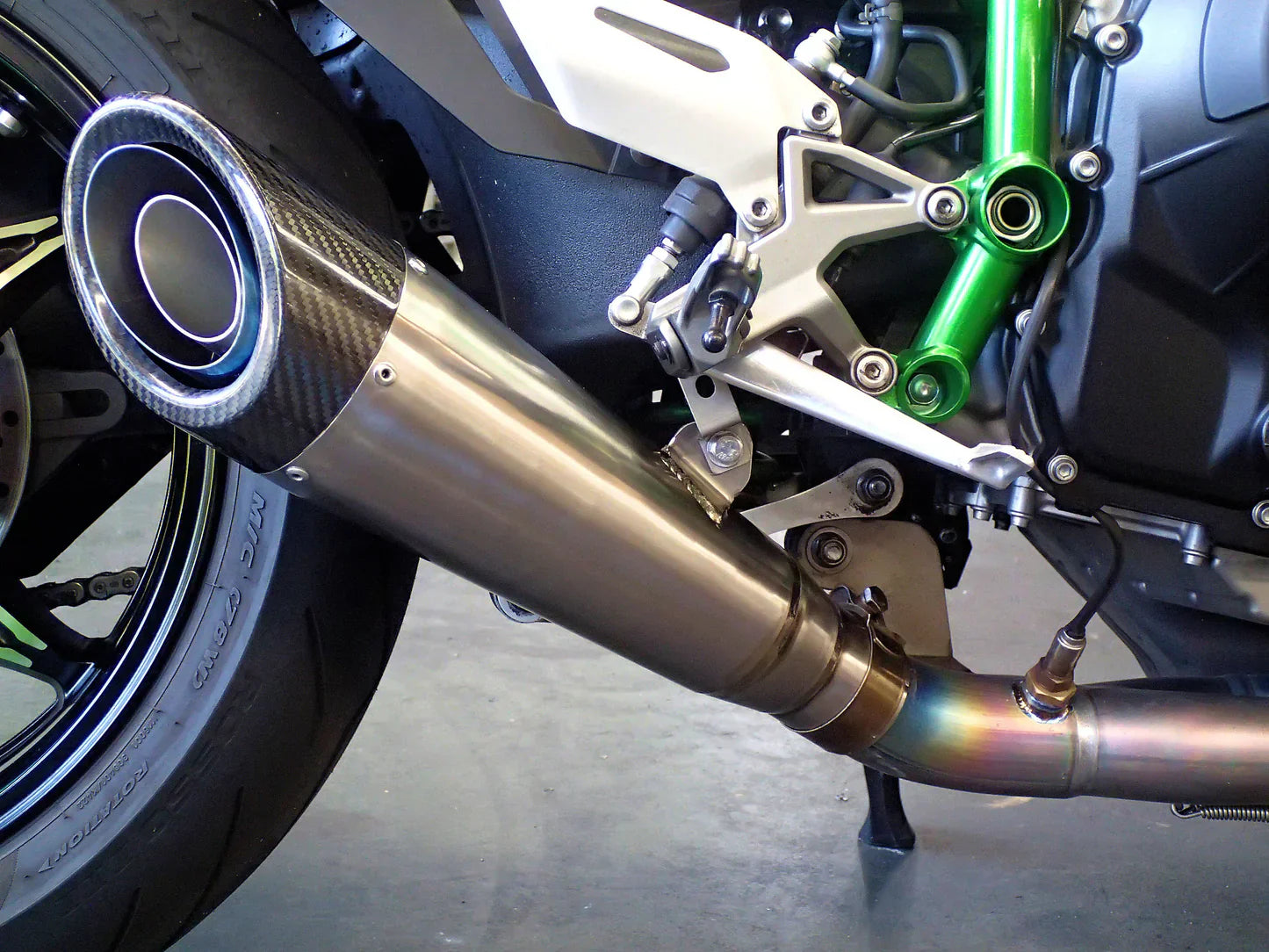 Vandemon  Ninja H2 & H2R Brushed Titanium Exhaust & Carbon Tip Muffler KAWAH2TICSBREXHCF VA-5