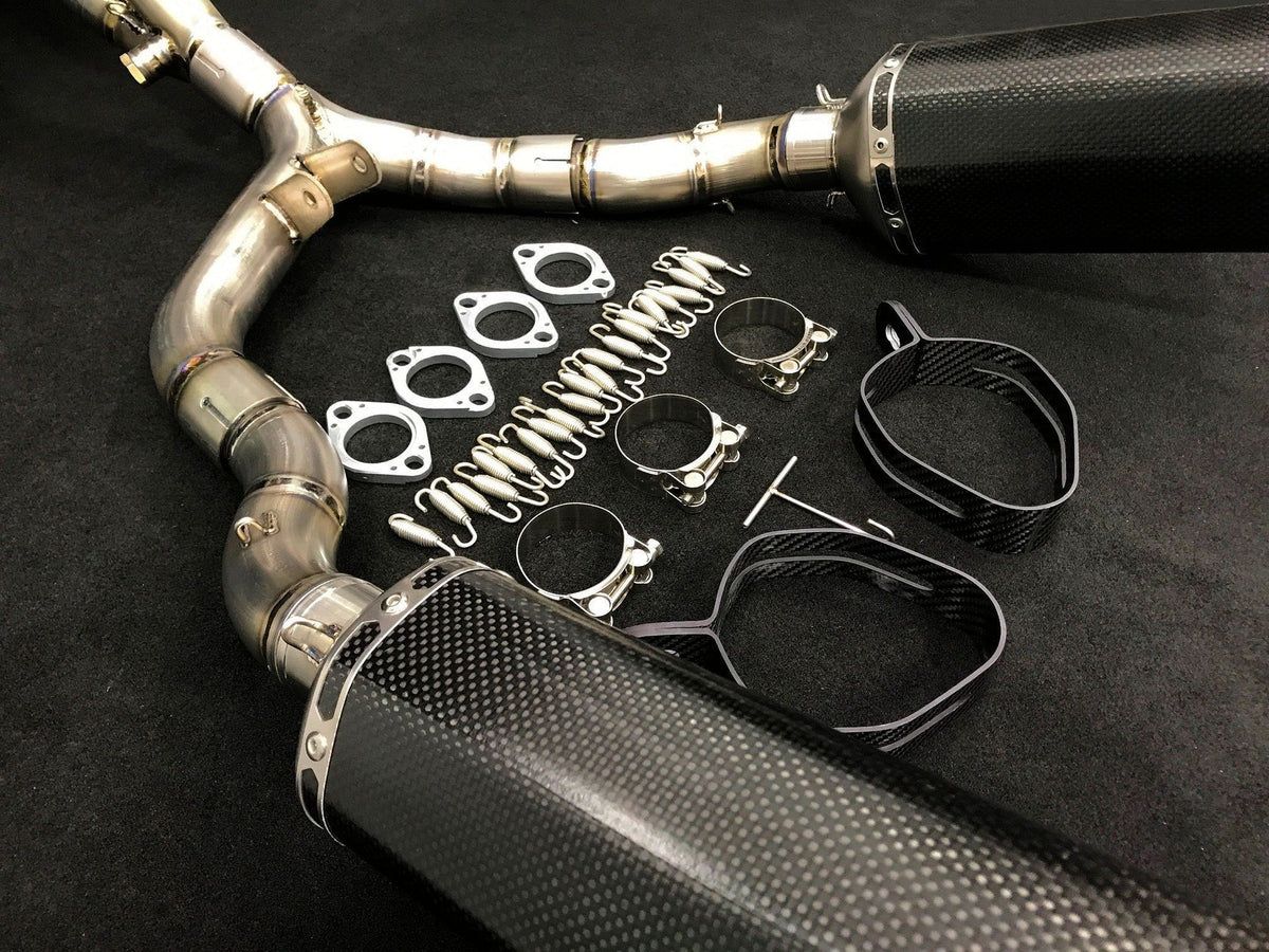 Vandemon  Kawasaki Z1000 Vandemon Dual Titanium Exhaust System with Carbon Fibre Mufflers KAWAZ10TIEXHTWINCFA VA-166
