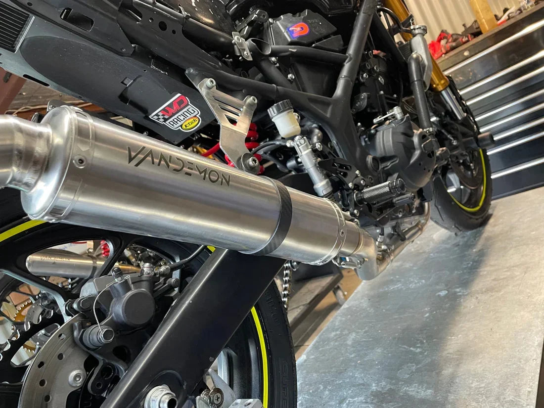 Vandemon  Yamaha YZF-R3 MT-03 YZF-R25 Vandemon Stainless Steel Headers, Titanium Muffler YAMAR300EXHSSBRA VA-83