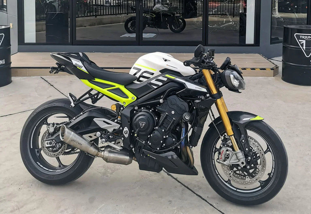 Vandemon Triumph 765 S/R/RS and Moto 2 Street Triple Slash Cut Titanium Exhaust 2023-2024 TRIUM765STTIEXB VA-149