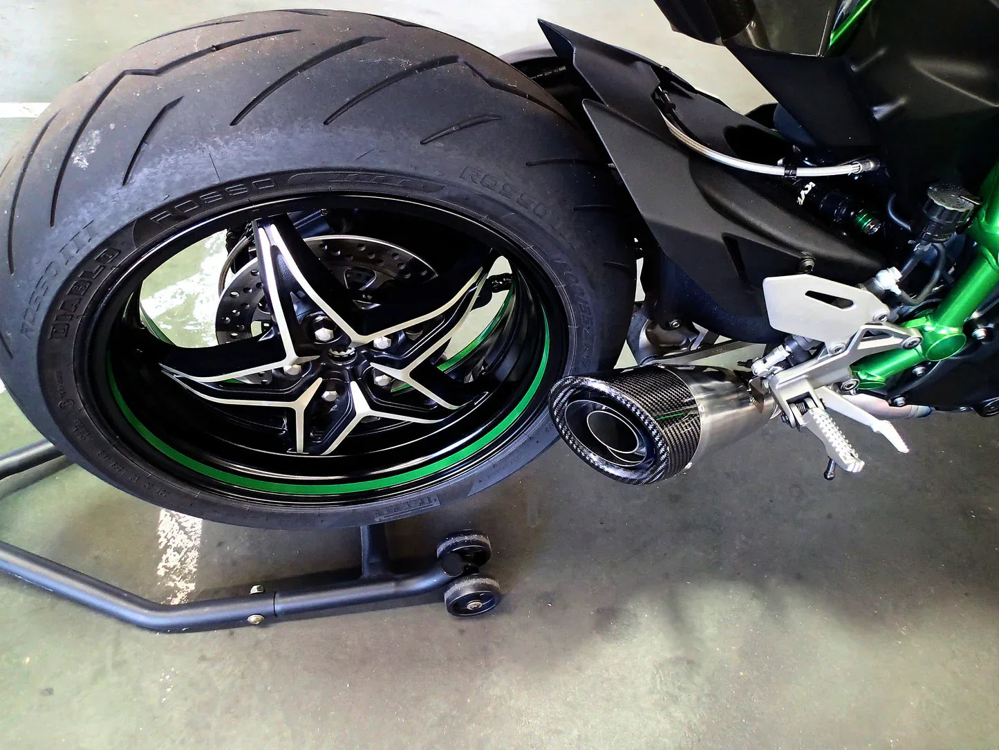 Vandemon  Ninja H2 & H2R Brushed Titanium Exhaust & Carbon Tip Muffler KAWAH2TICSBREXHCF VA-5
