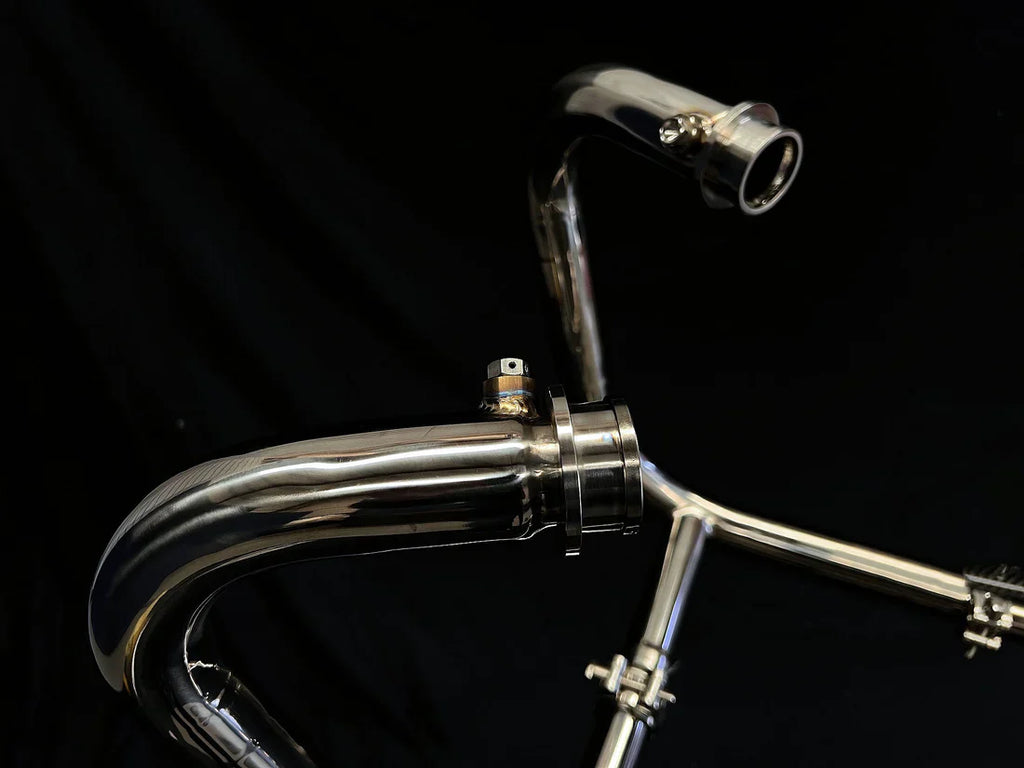 Triumph Bonneville Bobber  Speedmaster 1200 Polished Titanium H Pipe Exhaust TRIUM120BOBREXPOB VA-13