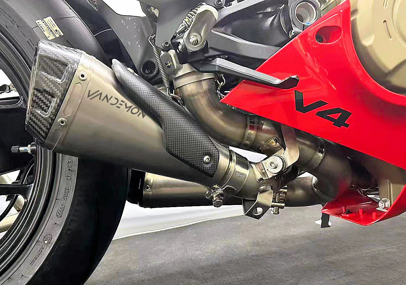Vandemon  Ducati Panigale & Streetfighter V4S/V4R Vandemon All Titanium Slip-On 2018-24 DUCV4SFTIMUFLMB VA-3