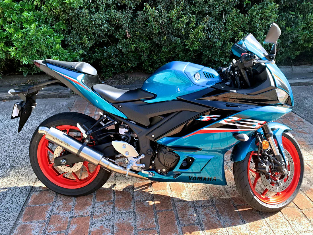 Vandemon  Yamaha YZF-R3 MT-03 YZF-R25 Vandemon Stainless Steel Headers, Titanium Muffler YAMAR300EXHSSBRA VA-83