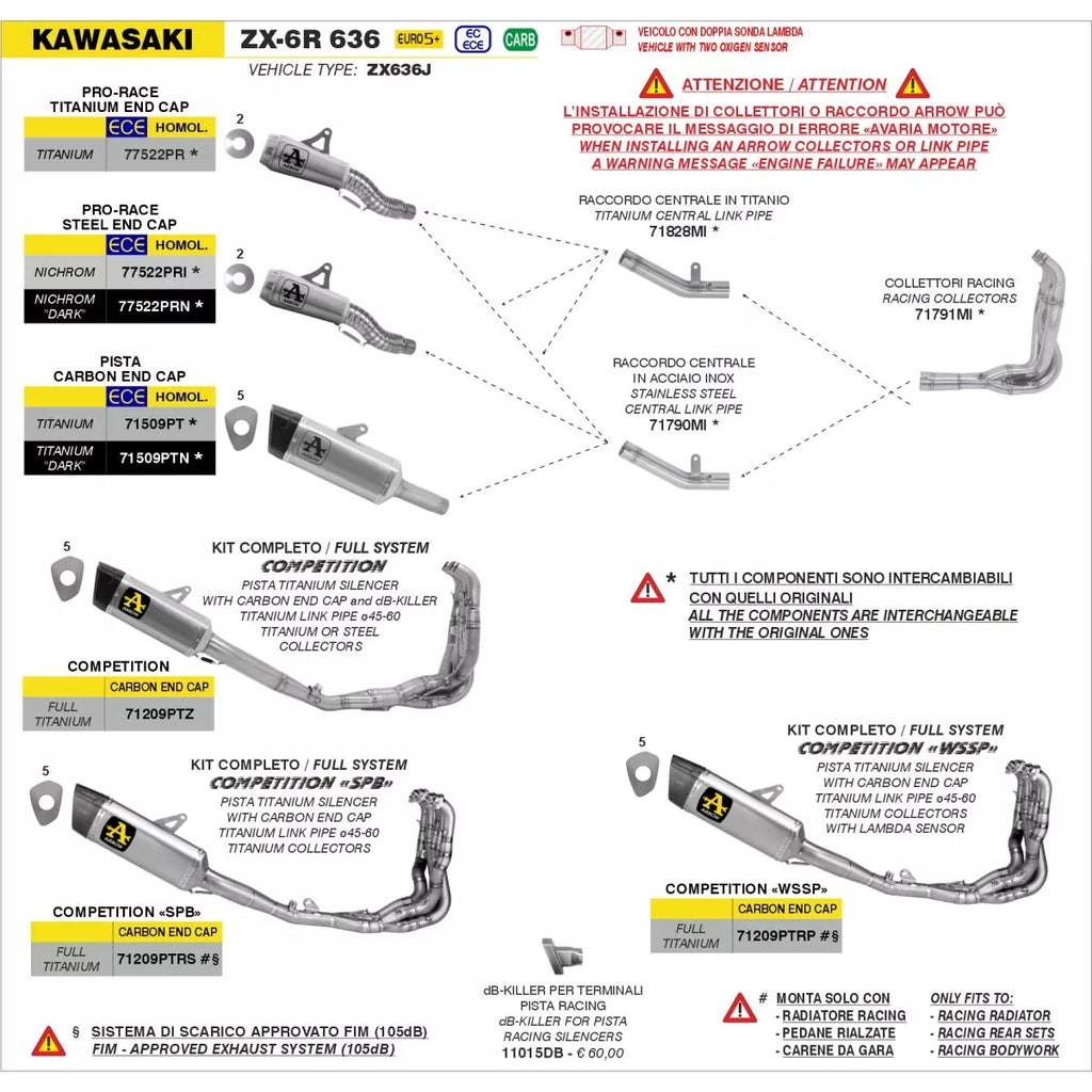 Arrow 71828MI titanium link pipe Kawasaki ZX-6R