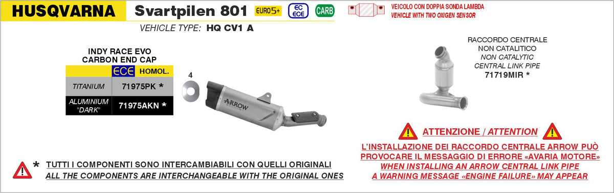 Arrow 71975AKN Indy Race EVO Aluminium Dark Slip On With Carbon End Cap