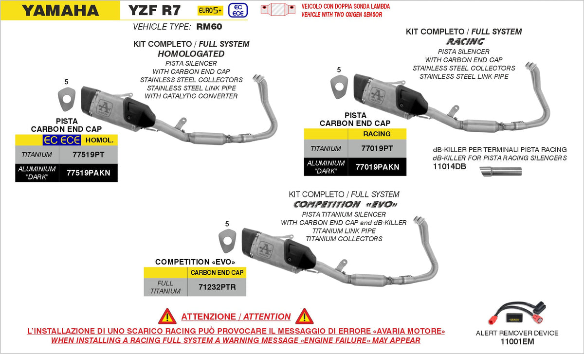 Arrow 77519PAKN Pista full exhaust system