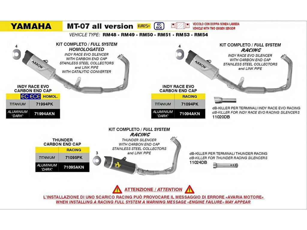 Arrow  Db Killer 11024db MT-07 2025