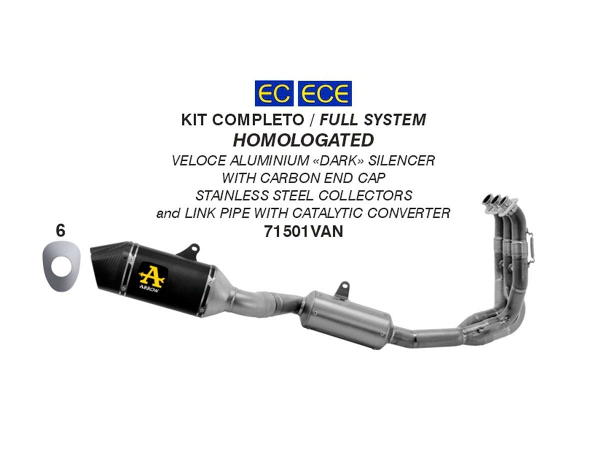 71501VAN Arrow Veloce Exhaust System Triumph Trident 660 2021-2024