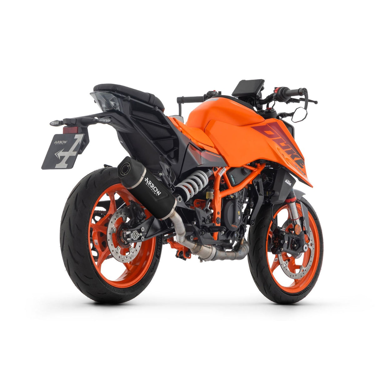 71972AKN Arrow Exhaust slip on INDY EVO ALUMINIUM "DARK-CARBON END CAP for KTM DUKE 390 2024 - 2025
