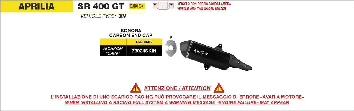 Arrow SR 400 GT 2026+ Sonora Nichrom Dark Slip On With Carbon End Cap 73024SKIN