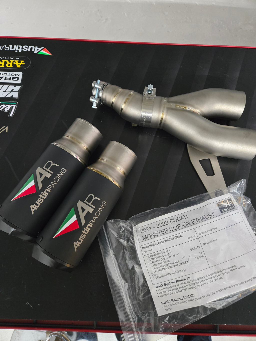 Austin Racing  GP1RS black 2021 - 2025 DUCATI MONSTER SLIP-ON RACE EXHAUST SYSTEM  AUR37