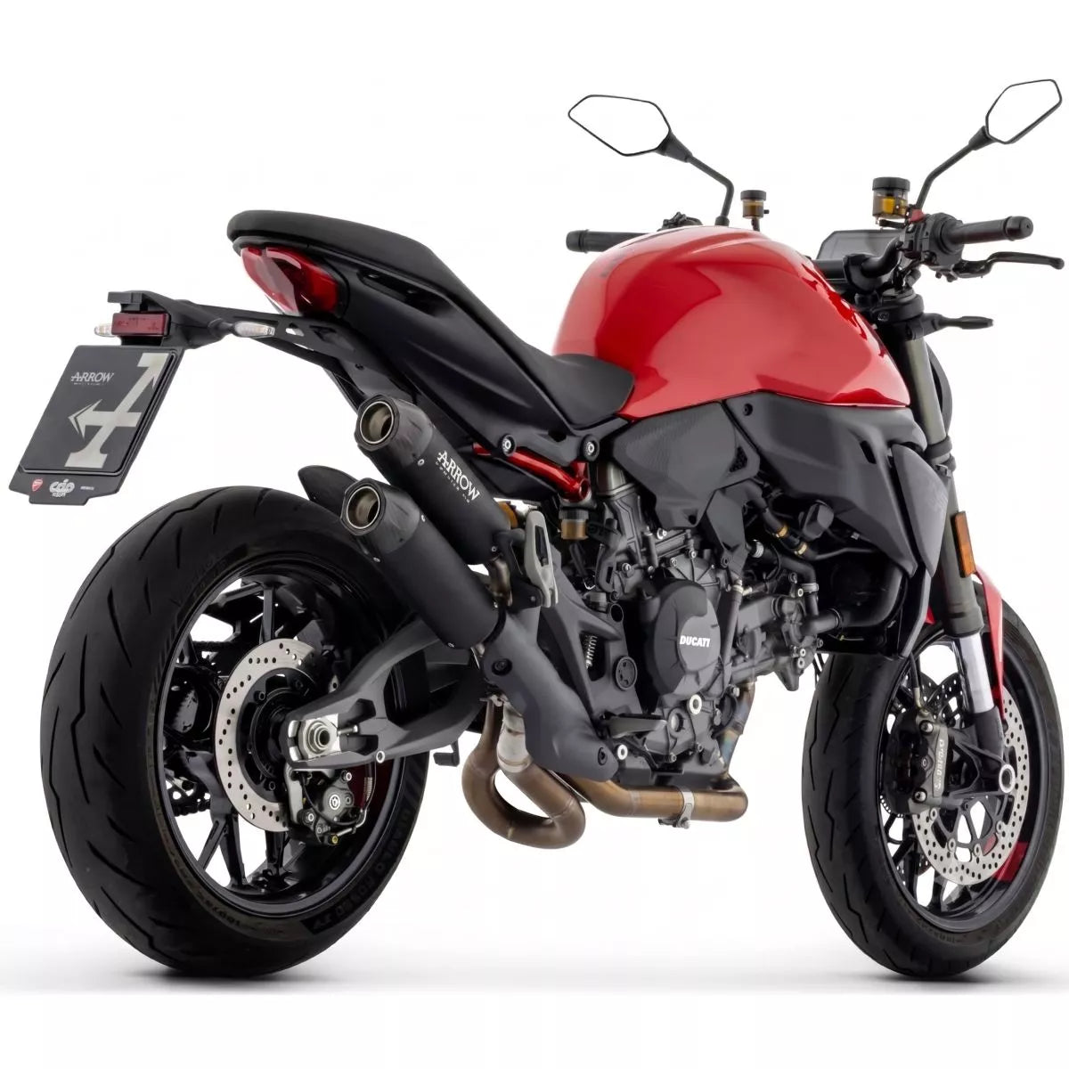 Arrow DUCATI MONSTER/MONSTER+ E5+ 2026 UPPER+LOWER ROUND-SIL TITANIUM DARK SILENCERS 77021PRN