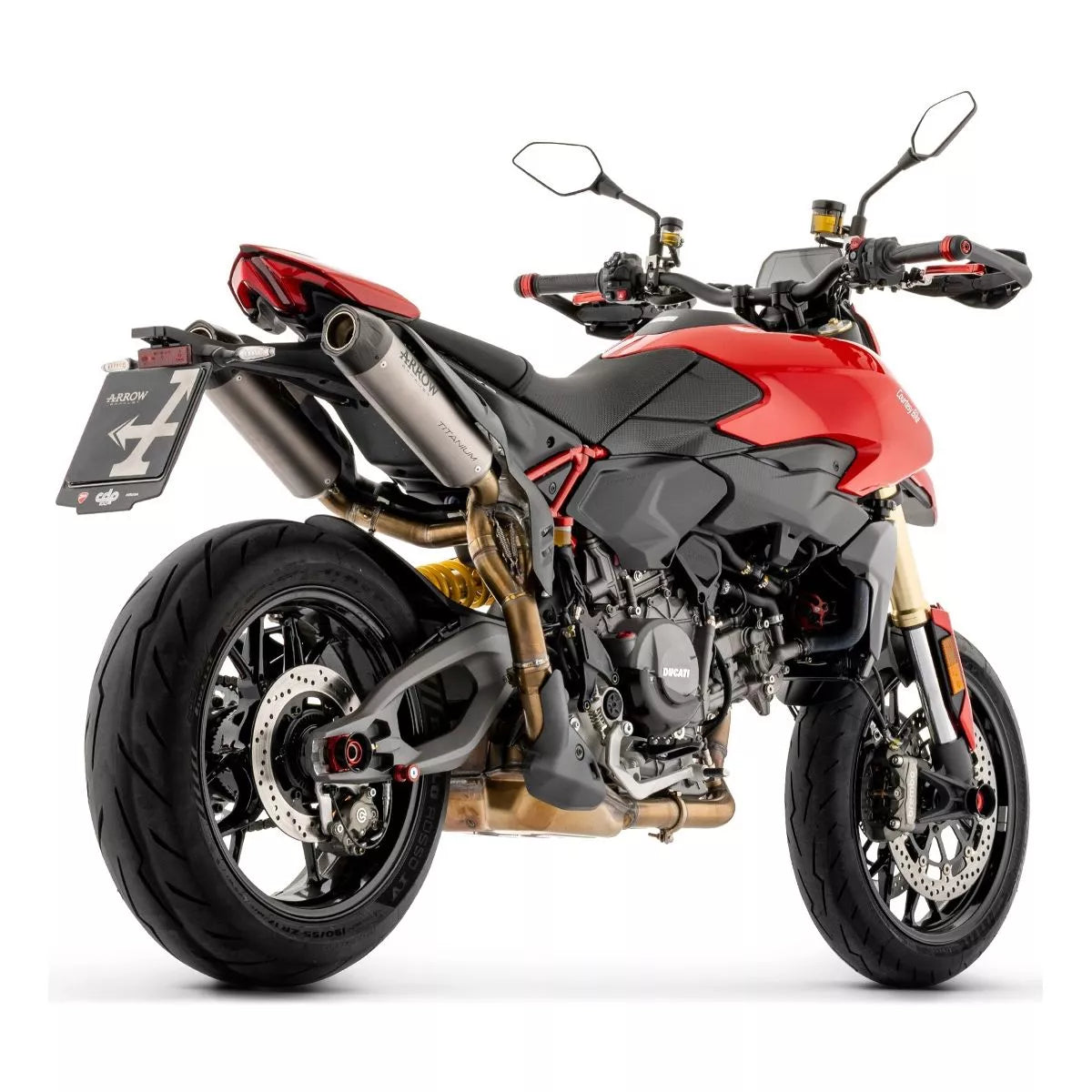Arrow DUCATI HYPERMOTARD / HYPERMOTARD SP V2 E5+ 2026 LH+RH ROUND TITANIUM DARK SILENCERS + LINK PIPE 77518PRN