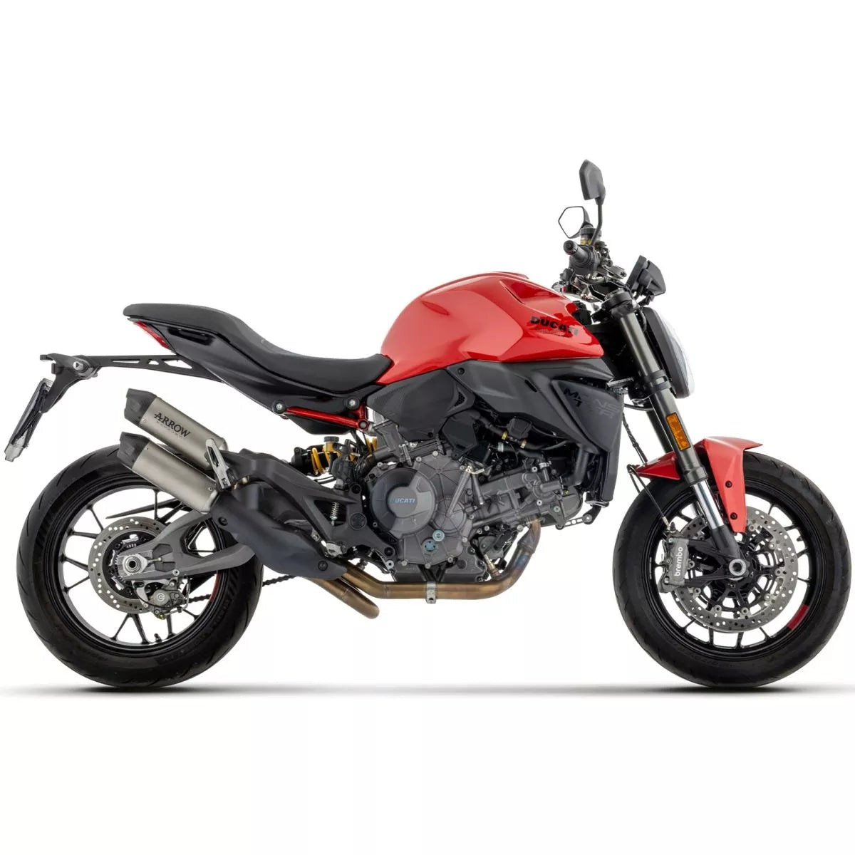 Arrow DUCATI MONSTER/MONSTER+ E5+ 2026 UPPER+LOWER ROUND-SIL TITANIUM SILENCERS 77521PR