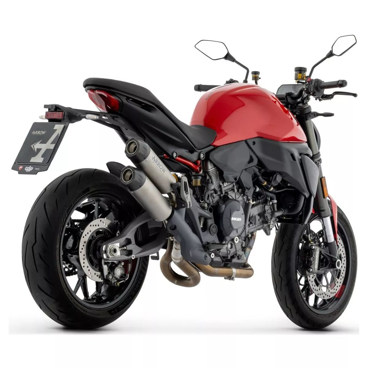 Arrow DUCATI MONSTER/MONSTER+ E5+ 2026 UPPER+LOWER ROUND-SIL TITANIUM SILENCERS 77521PR