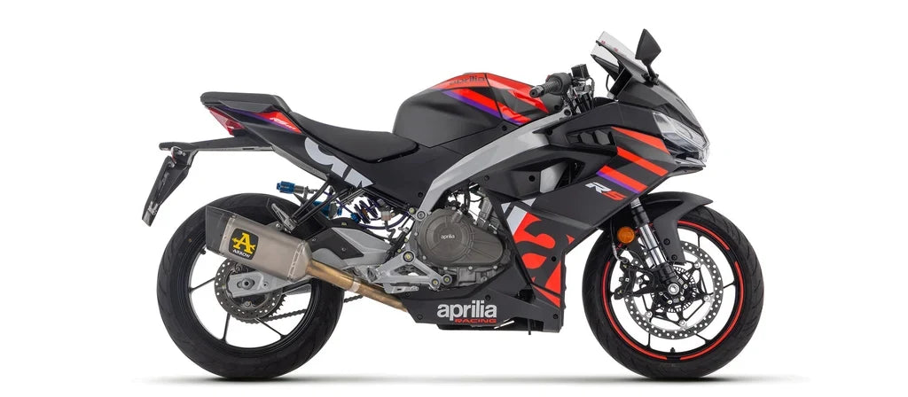 Arrow exhaust APRILIA RS457 E5+ '24/'25 - TUONO 457 E5+ '25/'26 FULL SYSTEM WITH PISTA ALUMINIUM DARK SILENCER 71068PAKN
